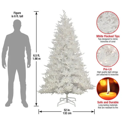 Full-National Tree Company Hgtv Home Collection Pre-Lit Christmas By The Sea Coral Artificial Tree Pre-Strung With Warm White Led Lights , Plug In, Hgtv Home Collection, Coral, 6.5Ft