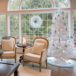 Full-National Tree Company Hgtv Home Collection Pre-Lit Christmas By The Sea Coral Artificial Tree With Artificial Tree Stand Pre-Strung With Warm White Led Lights , Plug In, Hgtv Home Collection, Coral, 9Ft