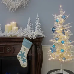 Full-National Tree Company Hgtv Home Collection Pre-Lit Christmas By The Sea Coral Artificial Tree Pre-Strung With Warm White Led Lights , Plug In, Hgtv Home Collection, Coral, 48In
