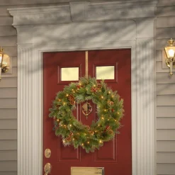 25" To 36" Wreath-National Tree Company 30In Decorative Collection Noble Mixed Wreath With Battery Operated Warm White Led Lights