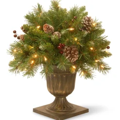 Christmas Greenery-National Tree Company 18In Frosted Berry Porch Bush With Clear Lights