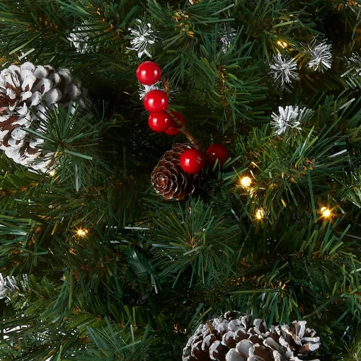 Christmas Greenery-National Tree Company 18In. Frosted Berry Urn Filler With Battery Operated Warm White Led Lights