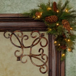 Christmas Greenery-National Tree Company 30In White Pine Corner Swag With Battery Operated Led Lights