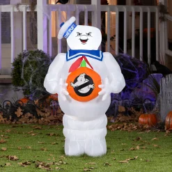 Halloween Inflatable Decoration-National Tree Company Inflatable Decoration, White, Ghostbusters Marshmallow Man, Self Inflating, Plug In, Halloween Collection, 42 Inches