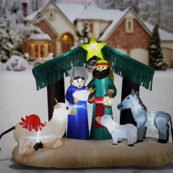 Christmas Inflatable-National Tree Company Inflatable Nativity Scene, Led Lights, Plug In, Christmas Collection, 65 Feet