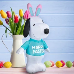 Easter Inflatables-National Tree Company Inflatable Snoopy Decoration, Self Inflating, 4 Aa Batteries Required, Easter Collection, 19 Inches