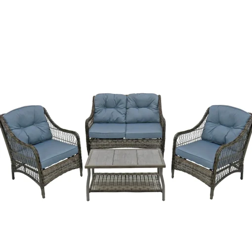 Patio Sets-National Tree Company Litherland Collection 4-Piece All-Weather Chat Set