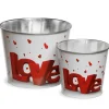 Valentine'S Day Accessories-National Tree Company Love' Tin Pots, White, Decorated With Red Hearts, Valentine'S Day Collection, Pack Of 2