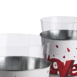 Valentine'S Day Accessories-National Tree Company Love' Tin Pots, White, Decorated With Red Hearts, Valentine'S Day Collection, Pack Of 2