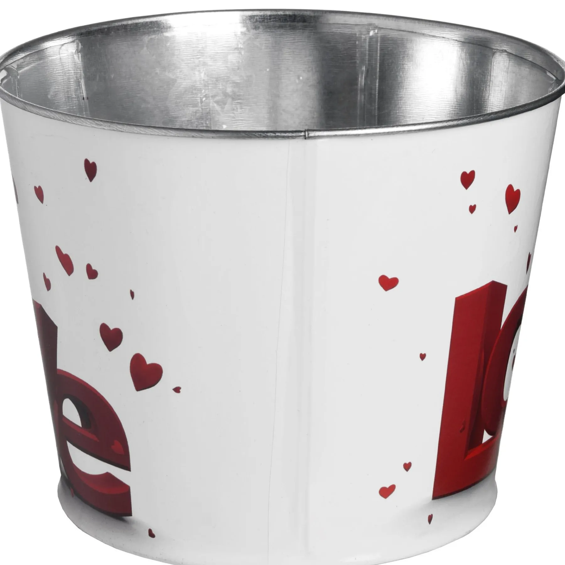 Valentine'S Day Accessories-National Tree Company Love' Tin Pots, White, Decorated With Red Hearts, Valentine'S Day Collection, Pack Of 2