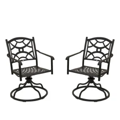Patio Sets-National Tree Company National Outdoor Living All Weather Swivel Chair Set, Black Finish, Cast Aluminum, Darby Collection, Set Of 2, 24 Inches