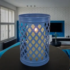 Outdoor Lights-National Tree Company National Outdoor Living Lantern Candleholder, Ice Melt Blue, Modern Design And Finish, 12 Inches