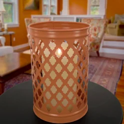 Outdoor Lights-National Tree Company National Outdoor Living Lantern Candleholder, Pastel Orange, Modern Design And Finish, 12 Inches