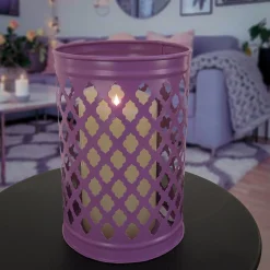 Outdoor Lights-National Tree Company National Outdoor Living Lantern Candleholder, Dusty Lavender, Modern Design And Finish, 12 Inches