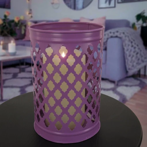 Outdoor Lights-National Tree Company National Outdoor Living Lantern Candleholder, Dusty Lavender, Modern Design And Finish, 12 Inches