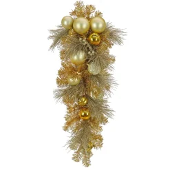 Christmas Greenery-National Tree Company , 36" Christmas Be Merry Decorated Gold Teardrop, 35 Warm White Led Lights- Battery Operated With Remote Control