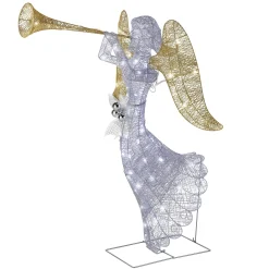 Christmas Outdoor Accessories-National Tree Company 48" Silver Angel Decor With White Led Lights