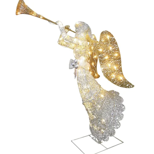 Christmas Outdoor Accessories-National Tree Company 48" Silver Angel Decor With White Led Lights