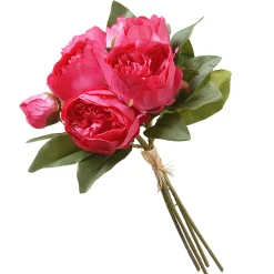 National Tree Company Flower Bouquets^ Artificial Floral Bouquet, Vine Stem Base, Decorated With Bright Pink Peony Blooms, Leafy Greens, Spring Collection, 14 Inches