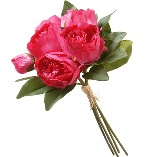National Tree Company Flower Bouquets^ Artificial Floral Bouquet, Vine Stem Base, Decorated With Bright Pink Peony Blooms, Leafy Greens, Spring Collection, 14 Inches