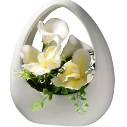 National Tree Company Home & Garden Decor^ Artificial Potted Flowers, White Lilies And Orchids, Includes White Base, Spring Collection, 9 Inches