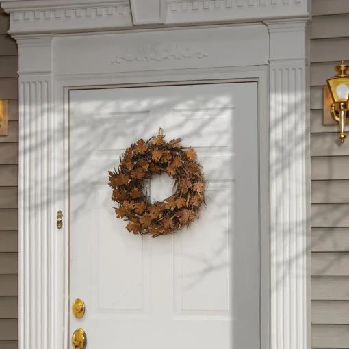 Harvest Wreath-National Tree Company Artificial Autumn Wreath, Decorated With Brown Maple Leaves, Autumn Collection, 18 Inches