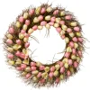 National Tree Company Flower Wreaths^ Artificial Hanging Wreath, Woven Branch Base, Decorated With Yellow And Pink Tulip Blooms, Flowing Green Stems, Spring Collection, 32 Inches