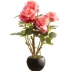 National Tree Company Potted Flower Plants^ Artificial Potted Flowers, Pink Roses, Includes Black Base, Spring Collection, 17 Inches