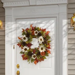 Harvest Wreath-National Tree Company Artificial Autumn Wreath, Decorated With Pumpkin Gourds, Pine Cones, Maple Leaves, Sunflower Blooms, Autumn Collection, 32 Inches