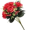 National Tree Company Home & Garden Decor^ Artificial Floral Bouquet, Vine Stem Base, Decorated With Red Rose Blooms, Berry Clusters, Seed Pods, Leafy Greens, Spring Collection, 19 Inches