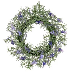 National Tree Company Home & Garden Decor^ Artificial Wreath Decoration, Purple, Woven Branch Base, Decorated With Lavender, Rosemary, Flowing Green Stems, Spring Collection, 19 Inches