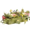 National Tree Company Potted Flower Plants^ Artificial Candleholder Table Decoration, Wooden Green Box Base, Decorated With Flower Blooms, Berry Clusters, Leafy Greens, Holds 3 Pillar Candles, Spring Collection, 22 Inches
