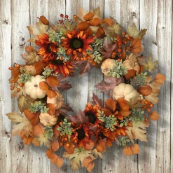 Harvest Wreath-National Tree Company Artificial Autumn Wreath, Decorated With Pumpkins, Sunflowers, Berry Clusters, Assorted Leaves, Autumn Collection, 24 In