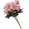 National Tree Company Flower Bouquets^ Artificial Floral Bouquet, Vine Stem Base, Decorated With Pink Rose Blooms, Pink Berry Clusters, Seed Pods, Leafy Greens, Spring Collection, 19 Inches