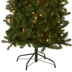 Slim-National Tree Company Artificial Pre-Lit Slim Christmas Tree, Green, Kingswood Fir, Clear Lights, Includes Stand, 6.5 Feet