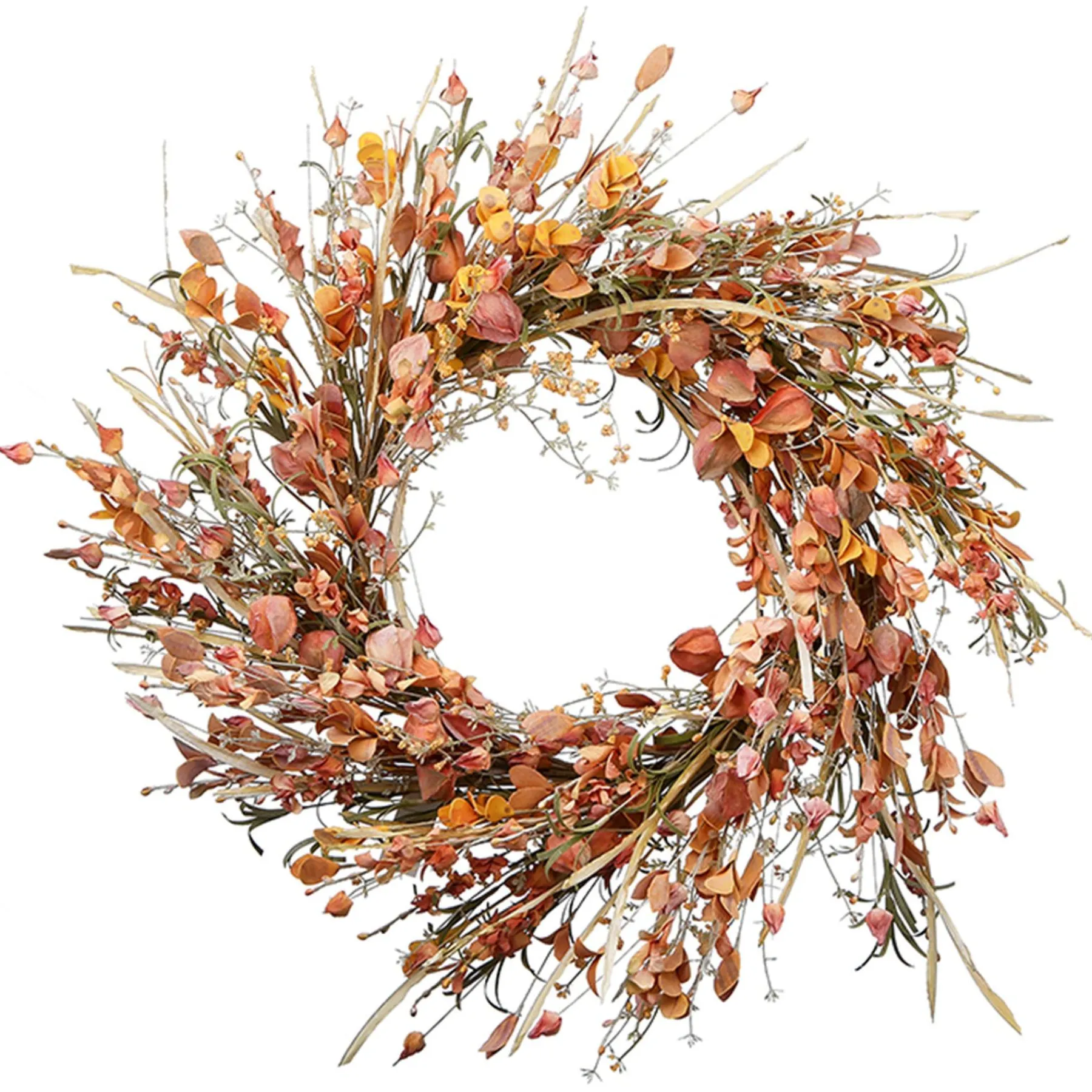 Harvest Wreath-National Tree Company Artificial Autumn Wreath, Decorated With Wildflowers, Stems, Stalks, Autumn Collection, 22 In