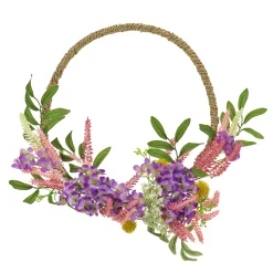 National Tree Company Home & Garden Decor^ Artificial Wreath Decoration, Purple, Woven Hoop Ring Base, Decorated With Lavender, Mini Blossoms, Flowing Green Stems, Spring Collection, 16 Inches