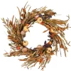 Harvest Wreath-National Tree Company Artificial Autumn Wreath, Decorated With Pumpkins, Grasses, Leaf Stalks, Seedpods, Assorted Leaves, Autumn Collection, 24 In