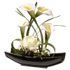 National Tree Company Home & Garden Decor^ Artificial Potted Flowers, White Lilies And Roses, Includes White Base, Spring Collection, 11 Inches