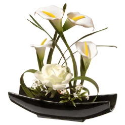 National Tree Company Home & Garden Decor^ Artificial Potted Flowers, White Lilies And Roses, Includes White Base, Spring Collection, 11 Inches