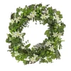 National Tree Company Home & Garden Decor^ Artificial Wreath Decoration, Green, Woven Branch Base, Decorated With Mixed Flower Blooms, Flowing Green Stems, Spring Collection, 24 Inches