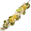 National Tree Company Home & Garden Decor^ Artificial Floral Wall Daccor, Vine Stem Base, Decorated With Yellow Roses, White Hydrangeas, Berry Clusters, Spring Collection, 48 Inches
