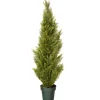 National Tree Company Potted Plants^ Artificial Tall Potted Shrub, Arborvitae, Green, Includes Dark Green Pot Base, Outdoor Collection, 48 Inches