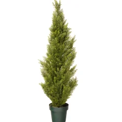 National Tree Company Potted Plants^ Artificial Tall Potted Shrub, Arborvitae, Green, Includes Dark Green Pot Base, Outdoor Collection, 48 Inches