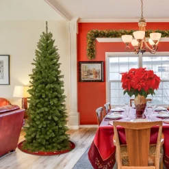 5Ft - 6Ft-National Tree Company Artificial Slim Christmas Tree, Green, North Valley Spruce, Includes Stand, 6 Feet