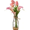 National Tree Company Flower Bouquets^ Artificial Flower Bouquet In Glass Vase, Pink Tulips, Decorated With Leafy Greens, Spring Collection, 12 Inches