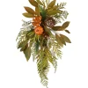Harvest Accessories-National Tree Company Artificial Autumn Wall Decoration, Decorated With Fern Fronds, Leaves, Pumpkins, Twig Cones, Autumn Collection, 26 Inches
