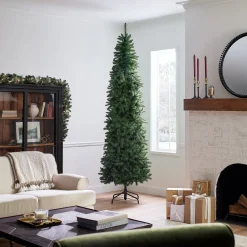 7Ft - 9Ft-National Tree Company Artificial Slim Christmas Tree, Green, Kingswood Fir, Includes Stand, 9 Feet