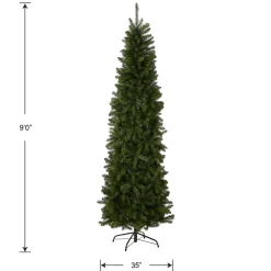 7Ft - 9Ft-National Tree Company Artificial Slim Christmas Tree, Green, Kingswood Fir, Includes Stand, 9 Feet