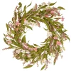National Tree Company Flower Wreaths^ Artificial Hanging Wreath, Woven Stem Base, Green, Decorated With Flower Blooms, Seed Pods, Leafy Greens, Spring Collection, 22 Inches